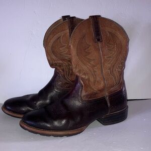 Ariat Two-Tone Brown Western Boots 11.5 D Round Toe Rancher Grip Sole Roper Heel